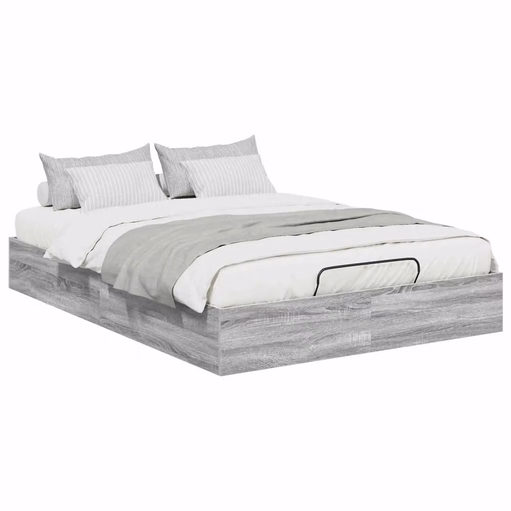 Letto ottomano vidaXL in legno ingegnerizzato grigio con base a sollevamento L: 120 cm, P: 200 cm, H: 193 cm – 2