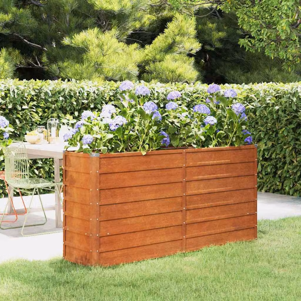Letto rialzato da giardino vidaXL in acciaio Corten color marrone L: 160 cm, P: 40 cm, H: 77 cm