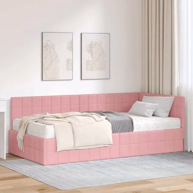 Struttura Letto Angolare con Materasso 2 pz-Giroletto con materasso Grigio Velluto 118518