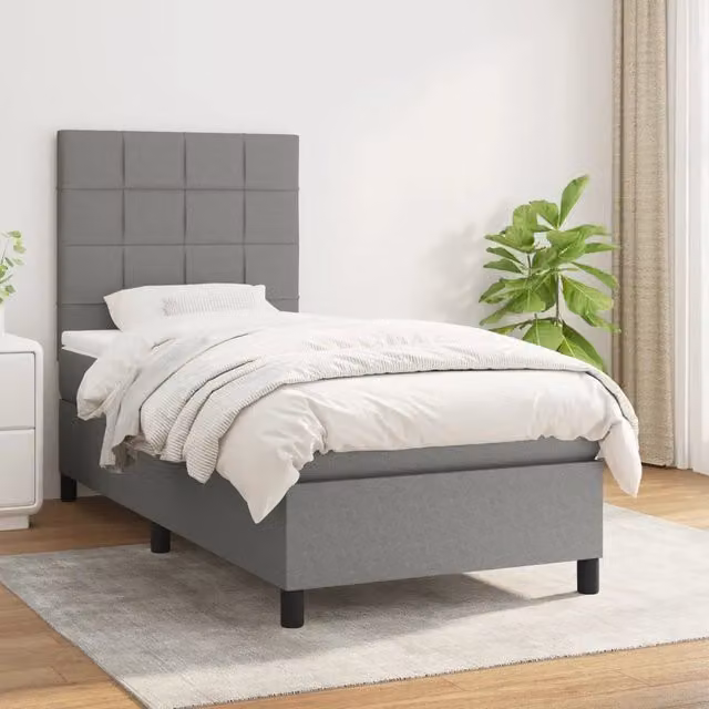 Letto Ibrido con Giroletto a Molle e Materasso vidaXL Grigio e Bianco L/P/H: 190 x 90 x 25 cm