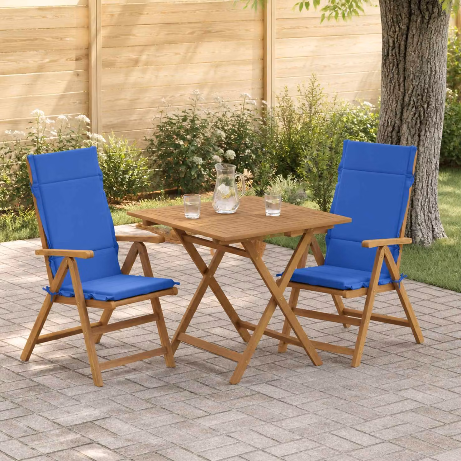 Set di 2 cuscini per sedia alta vidaXL GEMERT in poliestere blu con rivestimento rimovibile e antiscivolo
