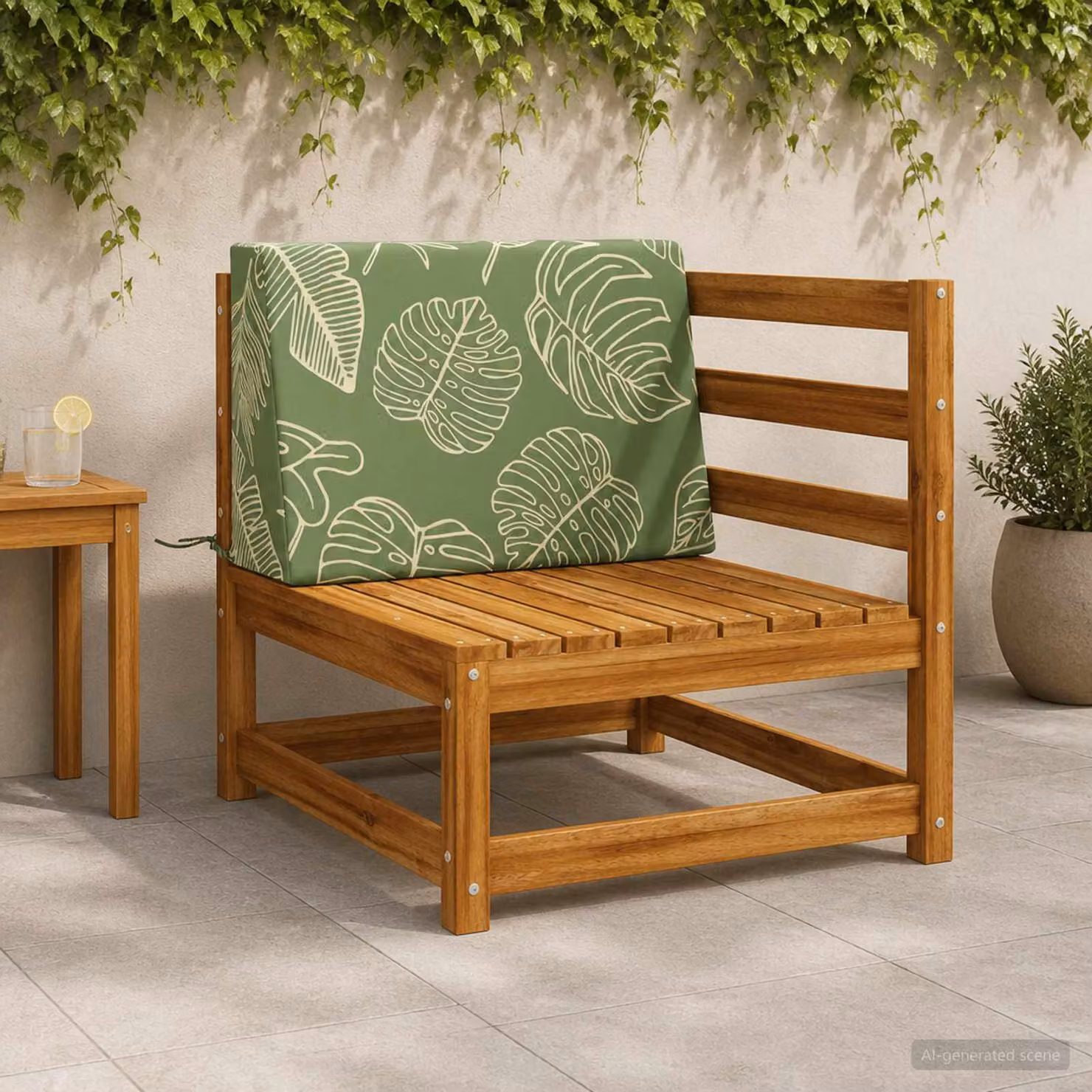 Cuscino schienale vidaXL SOEST con disegno a foglie verde, rivestimento lavabile e resistente ai raggi UV