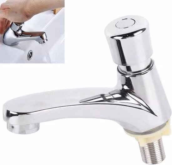 Miscelatore per lavabo Famanu con temporizzazione – Autochiudente – Risparmio idrico – Cromato