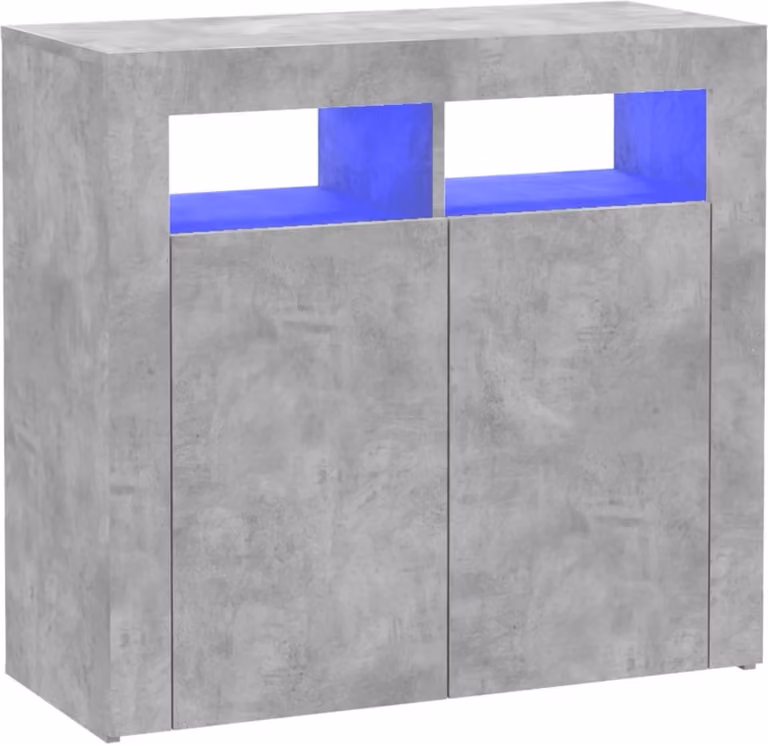 Credenza con Luci LED Grigio Cemento 80x35x75 cm