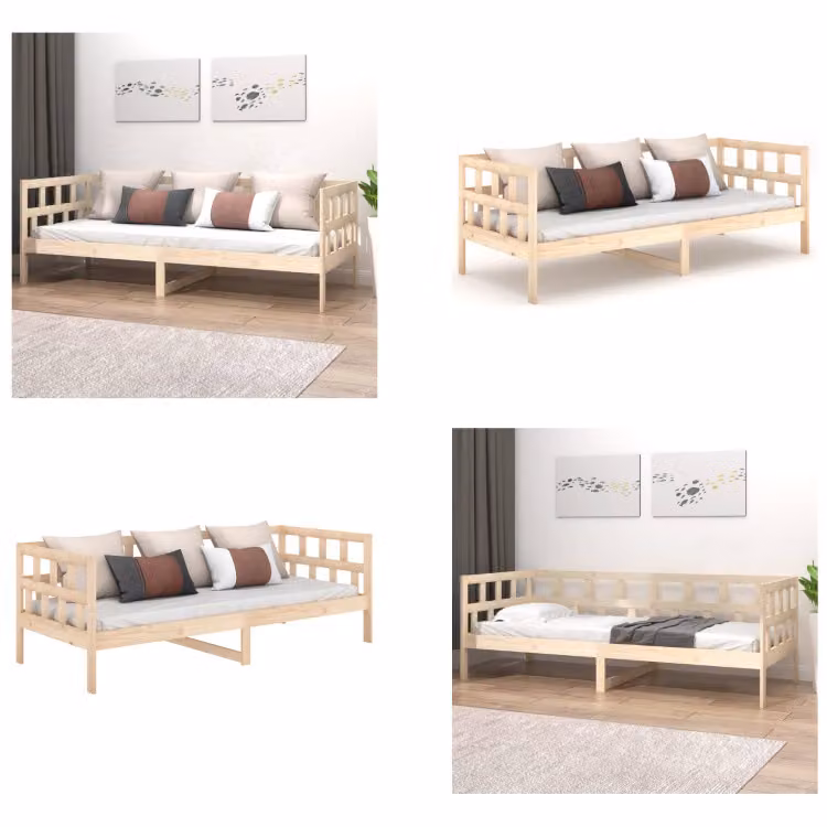 vidaXL Letto da giorno in pino massiccio 90x190 cm - Letto da giorno - Letti da giorno - Letto da giorno in legno - Letto da giorno in legno massiccio
