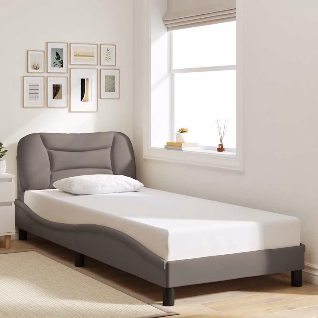 Giroletto senza materasso vidaXL Hvar color tortora in tessuto e legno, L/P/H: 90 x 200 cm – 1