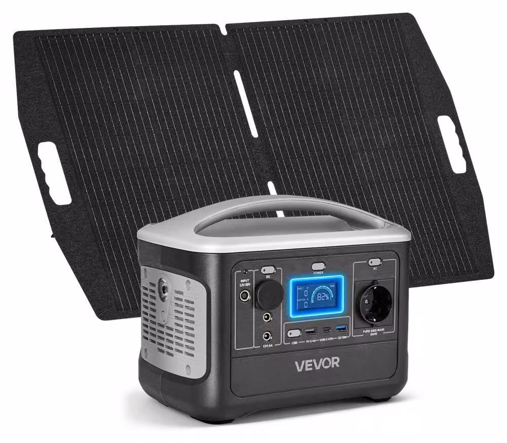 Pannello solare portatile con power station - Pannello solare da 100 W - Batteria da 493 Wh - Batteria LiFePO4