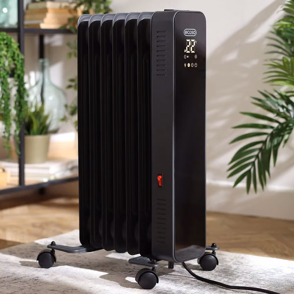 Radiatore Elettrico ad Olio Portatile Intelligente - Antracite - 1500W - Kylo - ECOSO by Hudson Reed