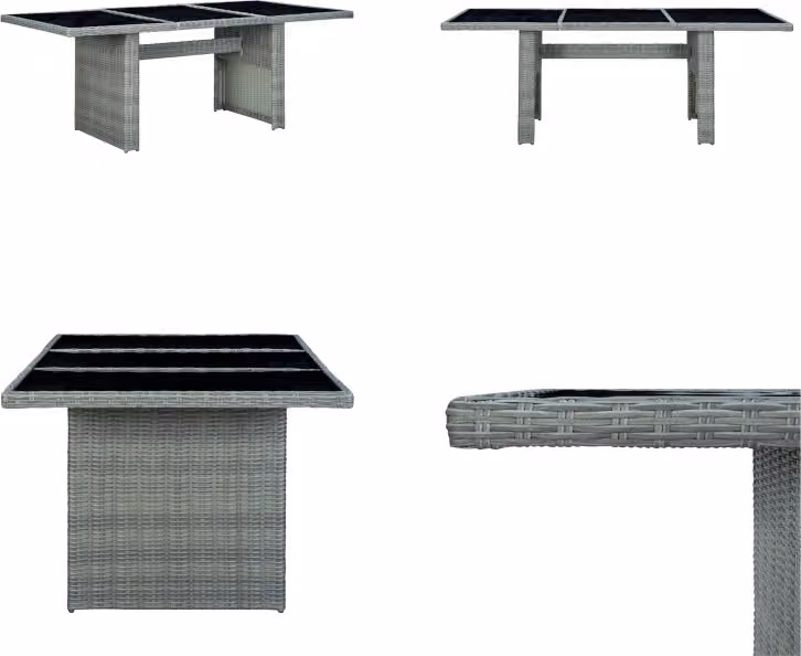 vidaXL Tavolo da giardino grigio chiaro in poly rattan e vetro temperato - Tavolo da giardino - Tavoli da giardino - Tavolo - Tavoli