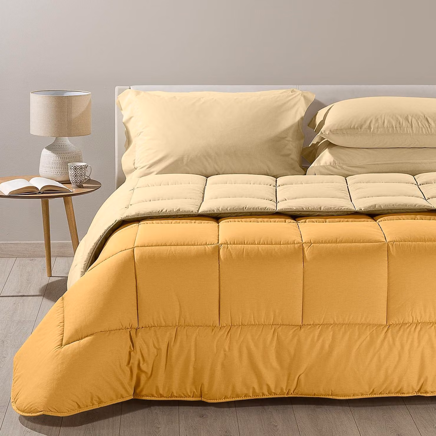 Copertura per letto, bicolor, 100% cotone, 300 g/m², giallo sole