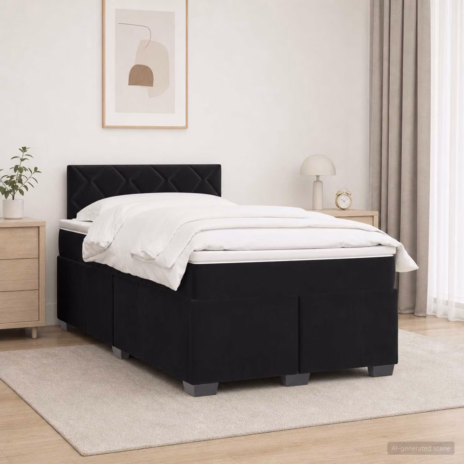 Letto box spring con materasso vidaXL in velluto nero L/P/H: 200 x 120 x 46 cm