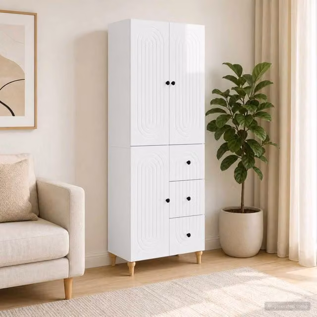 Set di armadi 2 pz Bianco Lucido Legno ingegnerizzato 3416479