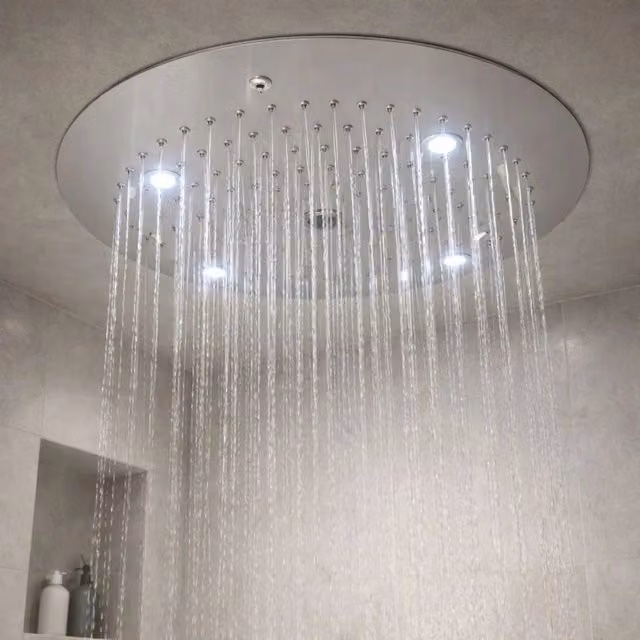 Soffione doccia led a soffitto installazione da incasso acciaio inox tondo