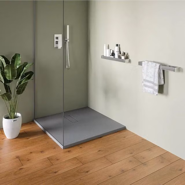 Piatto doccia 90x90 cm in marmoresina grigio effetto pietra | Merlera
