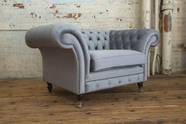 Chesterfield Sofa Couch Polster Garnitur 1,5 Sitzer Sofas Klassisch Einsitzer