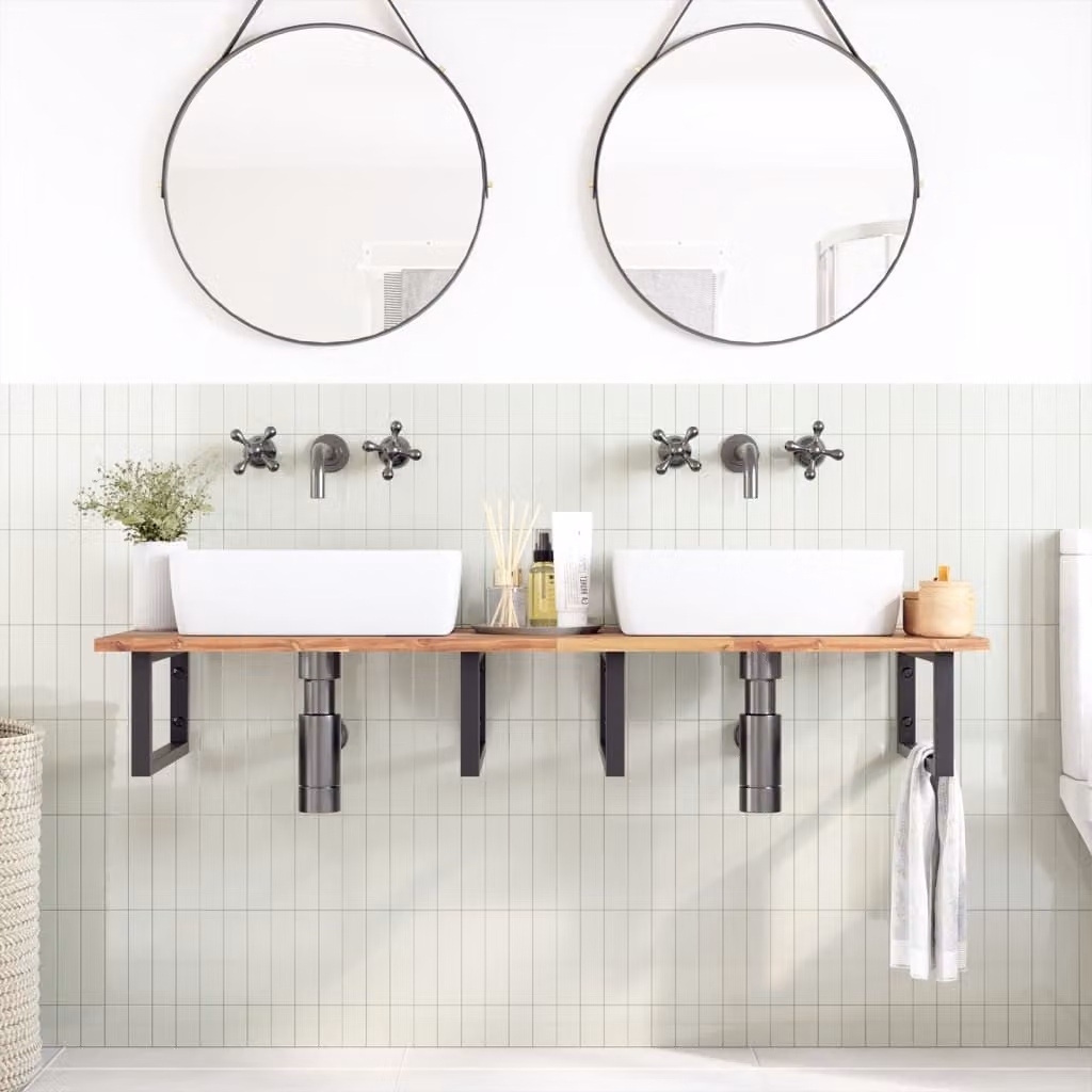 vidaXL Piano da Bagno Non Trattato 120x50x2cm Legno Massello di Acacia