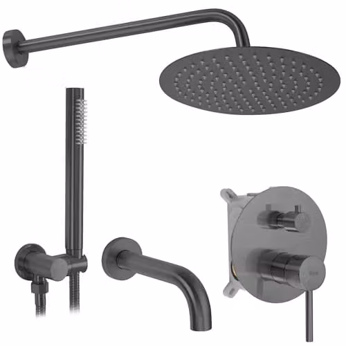 Rea - Set Doccia E Vasca Titanio Lungo, + Box, 9X15,5X15,5Cm