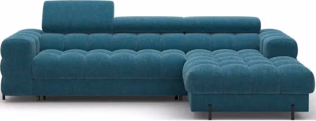 Divano ad angolo destro convertibile Meublorama Blu petrolio stile minimalista L/P/H: 285 x 99 x 181 cm