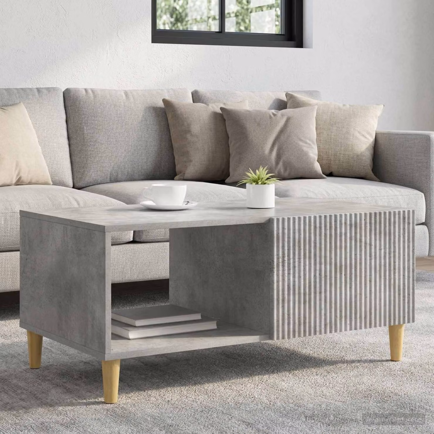 vidaXL Tavolino da salotto moderno rettangolare in composizione Grigio opaco L: 90 cm, P: 50 cm, H: 40 cm