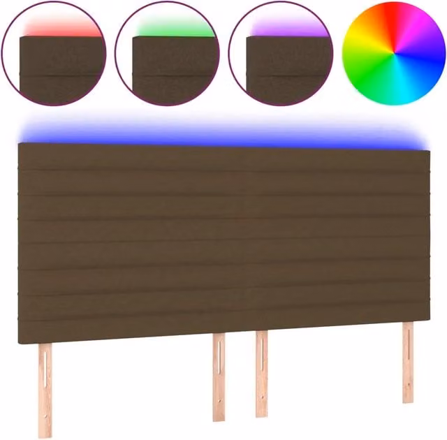Testiera | Testata a LED Marrone Scuro 160x5x118/128 cm in Tessuto