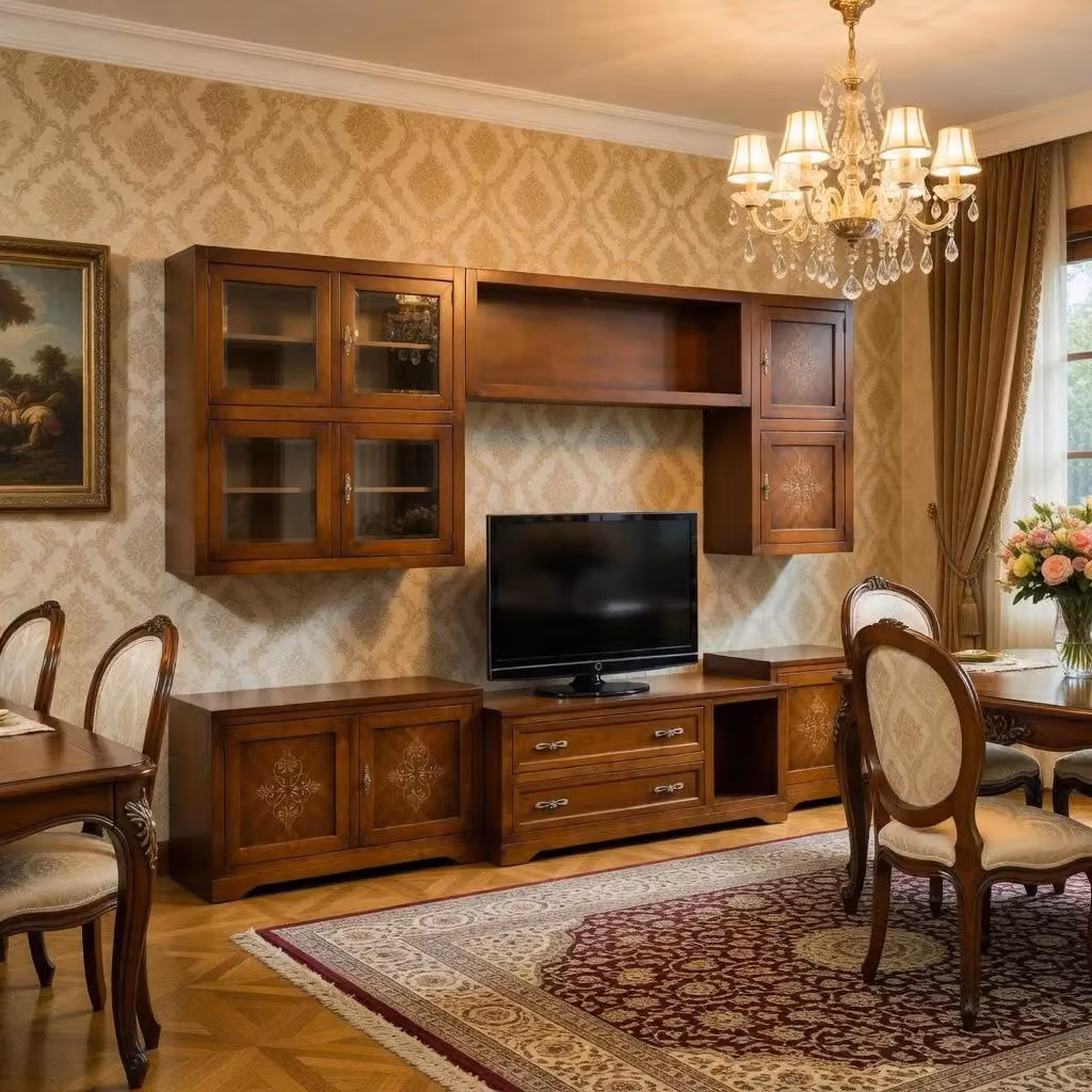 Parete attrezzata Mobili 2G in legno laccato marrone L: 310 cm, P: 65 cm – 3