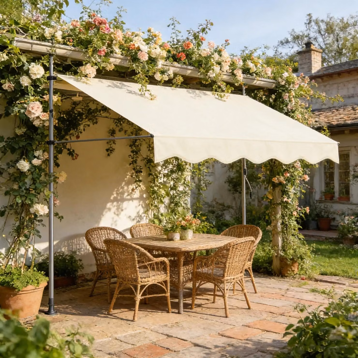 Schermo parasole retrattile manuale per balcone