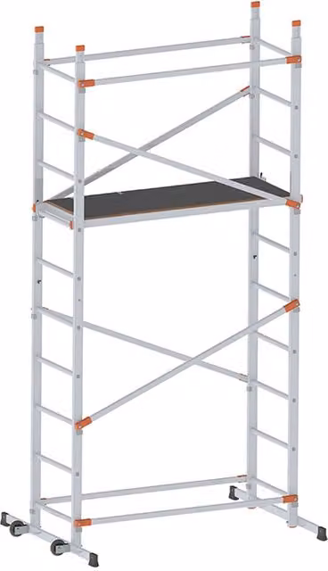 Ponteggio impalcatura trabattello torre mobile con ruote Fast&Lock 400 Gierre in alluminio argento L/P/H: 308 x 57 x 170 cm