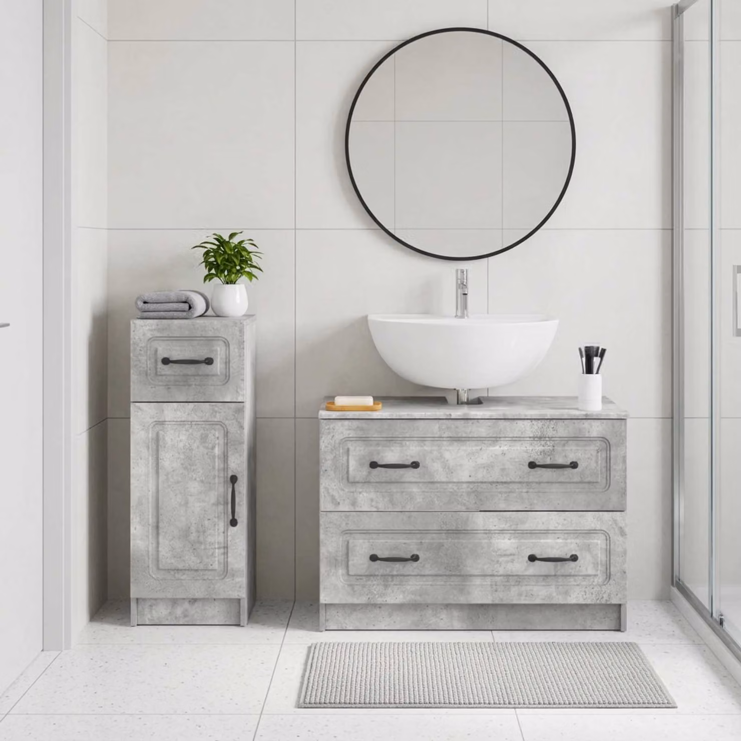 Set di 2 mobili da bagno sospesi vidaXL UTRECHT in legno grigio opaco