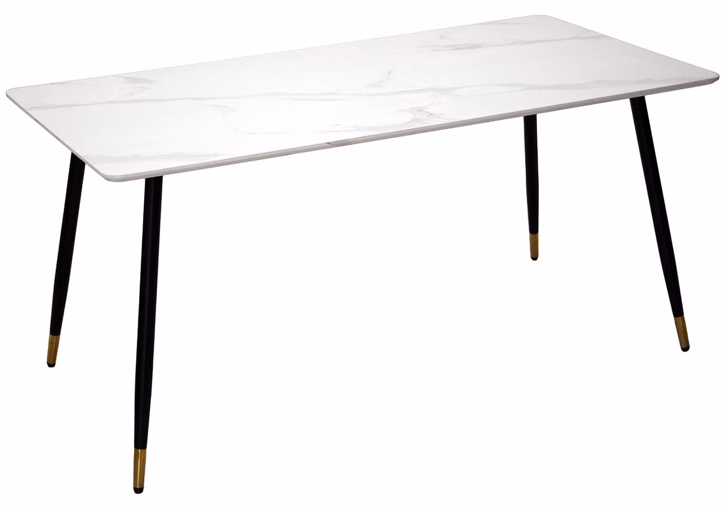 Tavolo da pranzo effetto marmo, legno/metallo, 160x80x76 cm, bianco/nero