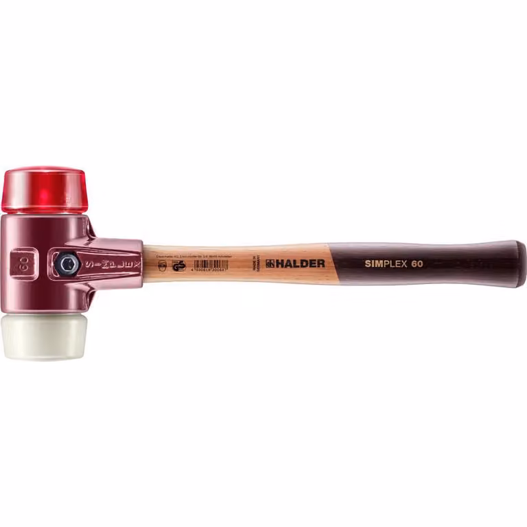 Mazza SIMPLEX soft-face con alloggiamento TE e manico in legno, Ø 60, plastica / nylon