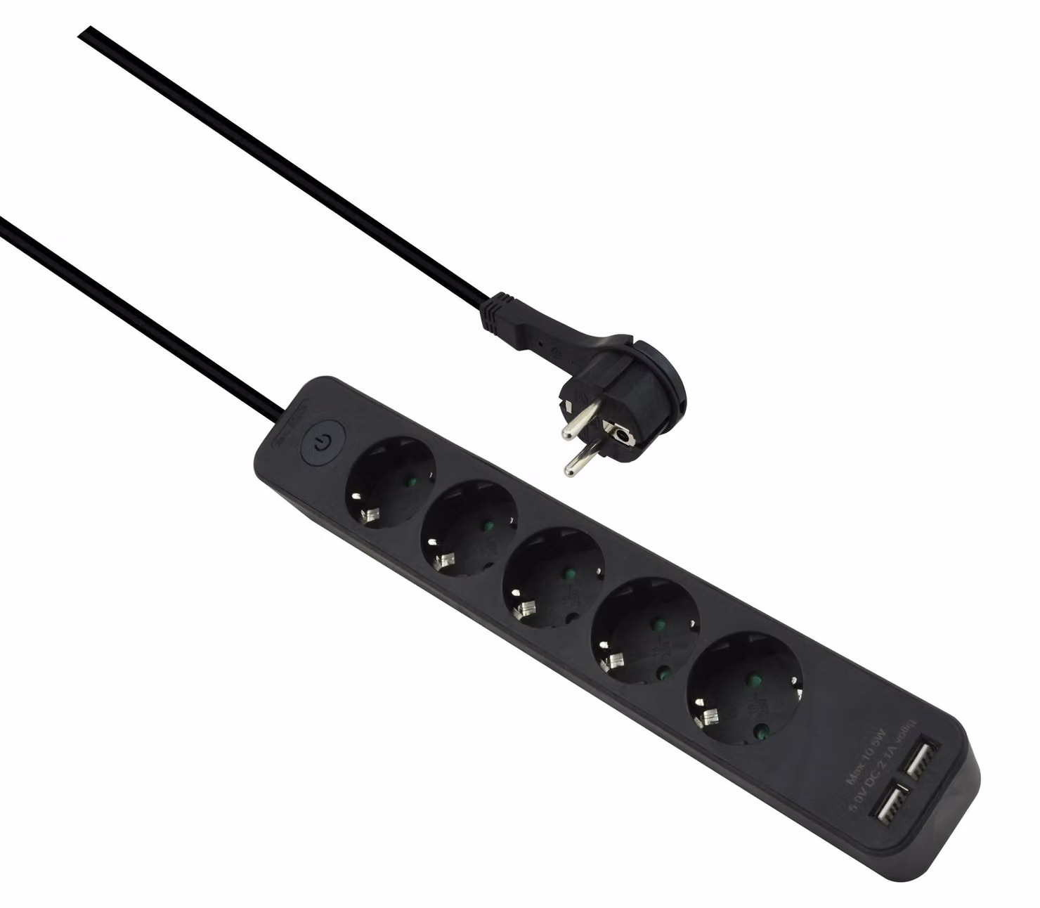 Multipresa helos ADVANCED, 5 prese, caricatore USB, nera, 1,5 m, con interruttore