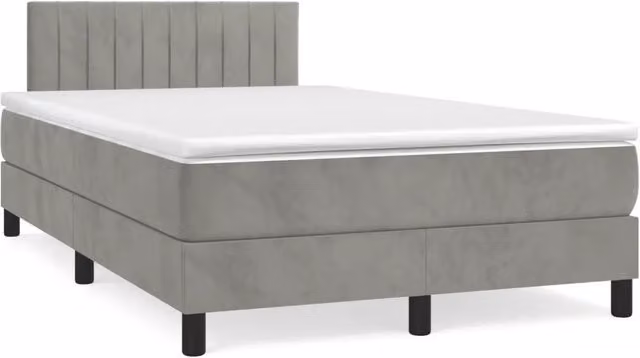 Letto Ibrido con Giroletto a Molle e Materasso vidaXL in Velluto Grigio e Bianco, Struttura in Legno di Pino, L/P/H: 120 x 200 cm