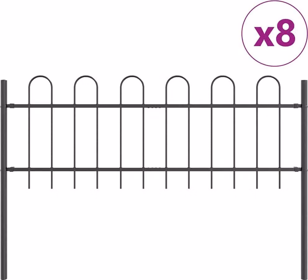 Recinzione per Giardino 8 pcs Grigio 13,6 x 0,6 m