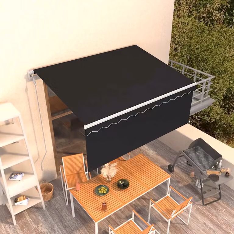 Tenda Sole Retrattile Automatica vidaXL con Telecomando in Alluminio e Poliestere, Colore Antracite, L: 300 cm, P: 250 cm