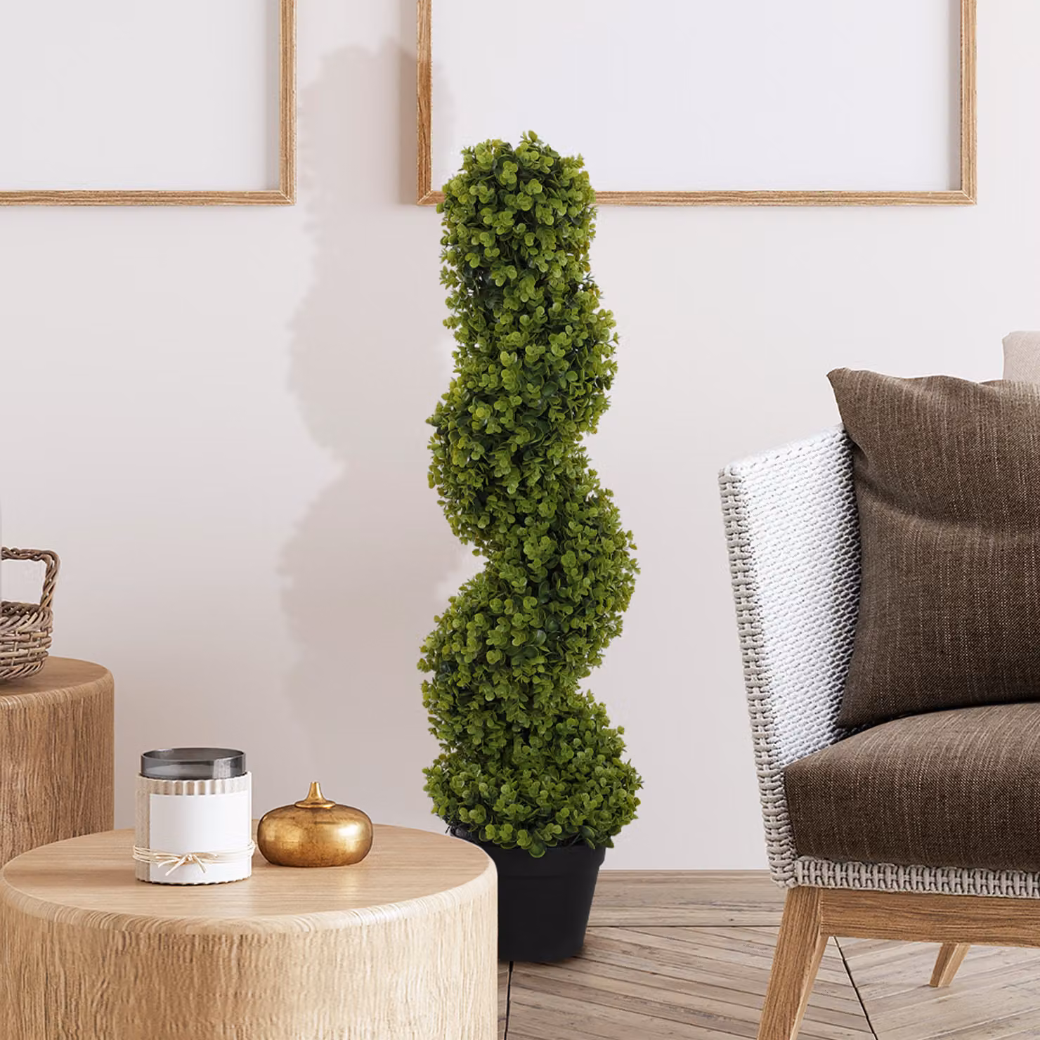 Pianta finta di eucalipto a spirale HOMCOM con vaso, verde, Altezza: 90 cm – 2