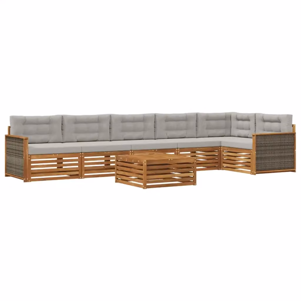Set di divani da esterno 7 pezzi vidaXL in legno di acacia con cuscini beige e grigio – 2
