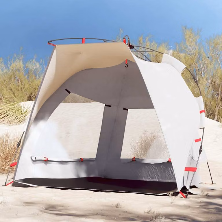 vidaXL Tenda da Spiaggia per 2 Persone Grigia Impermeabile in Poliestere