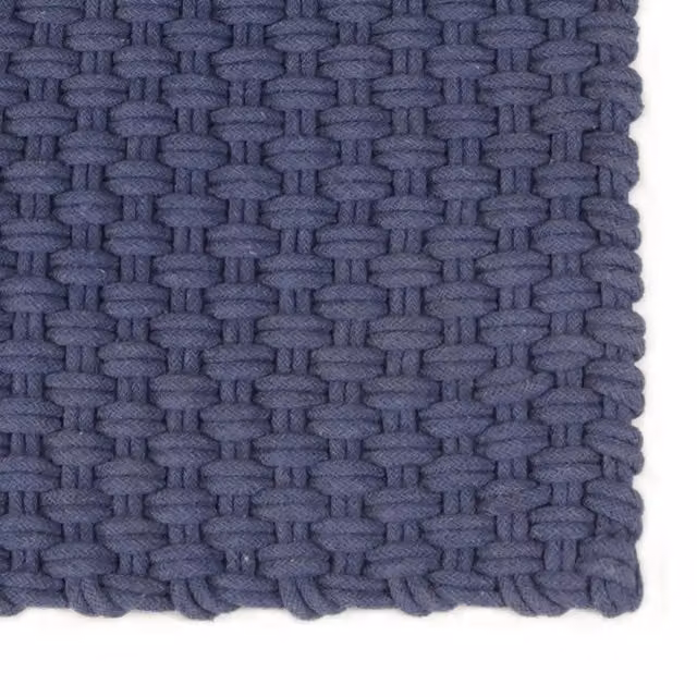 Tappeto rettangolare in cotone blu per soggiorno e camera da letto L: 250 cm, P: 180 cm