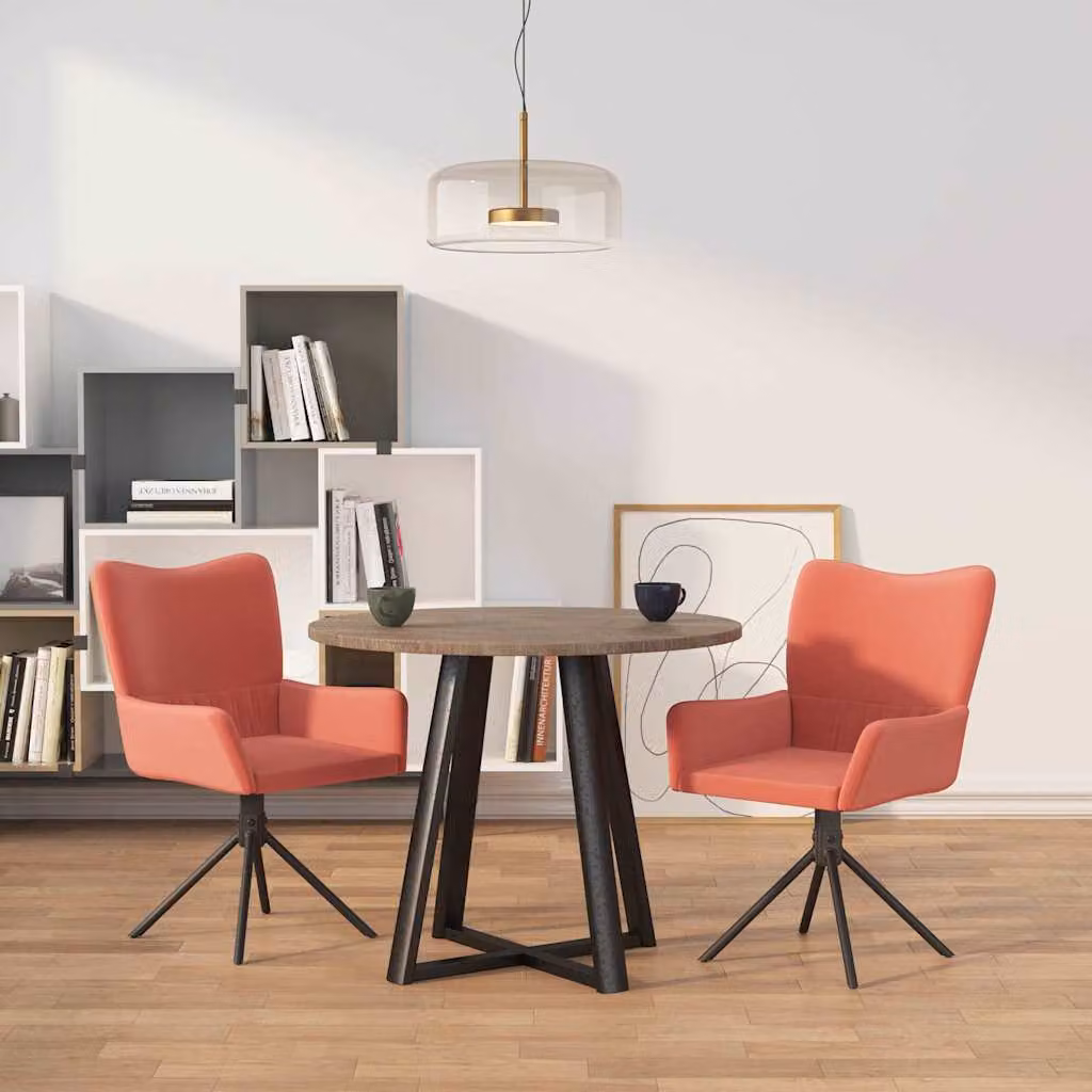 Set di 2 sedie da pranzo girevoli vidaXL in velluto rosa con design moderno