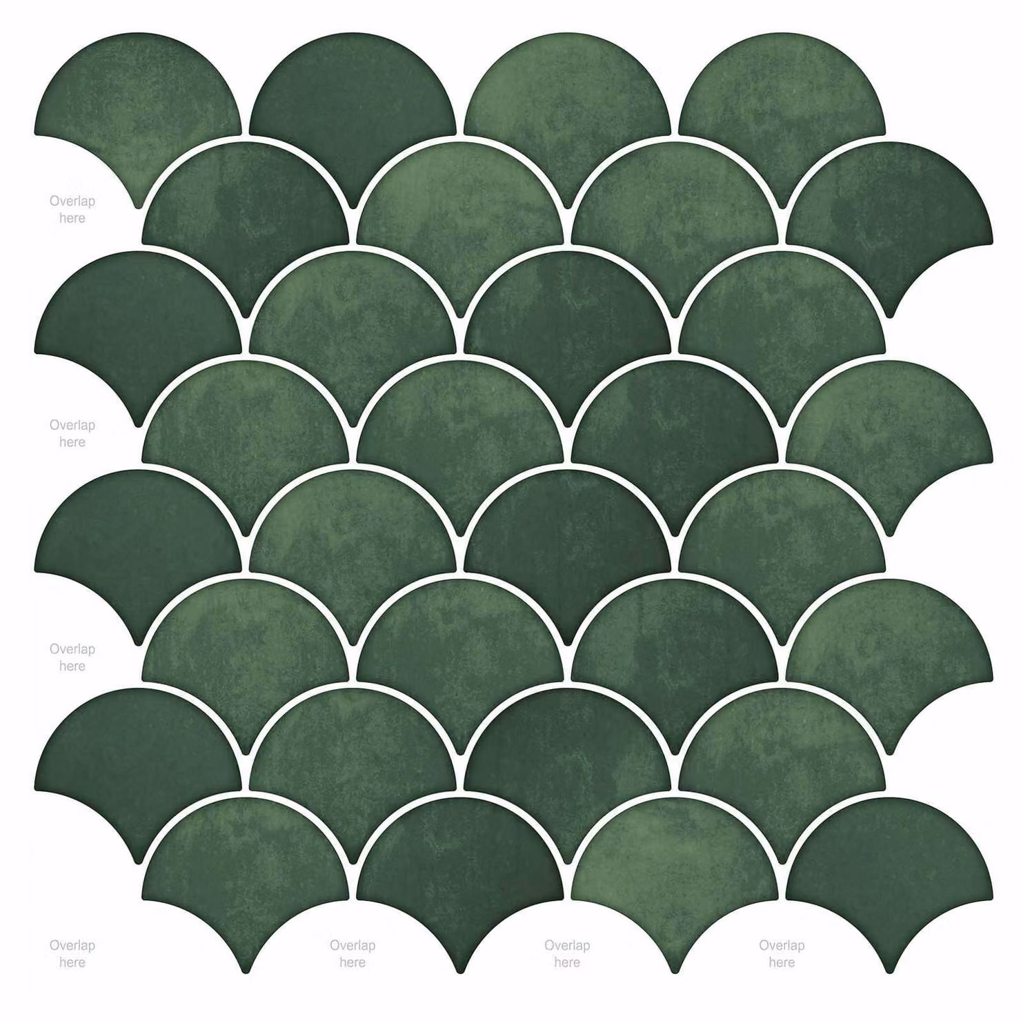 vidaXL Set di 50 piastrelle a scaglie di pesce in plastica, colore verde, 30 x 30 cm