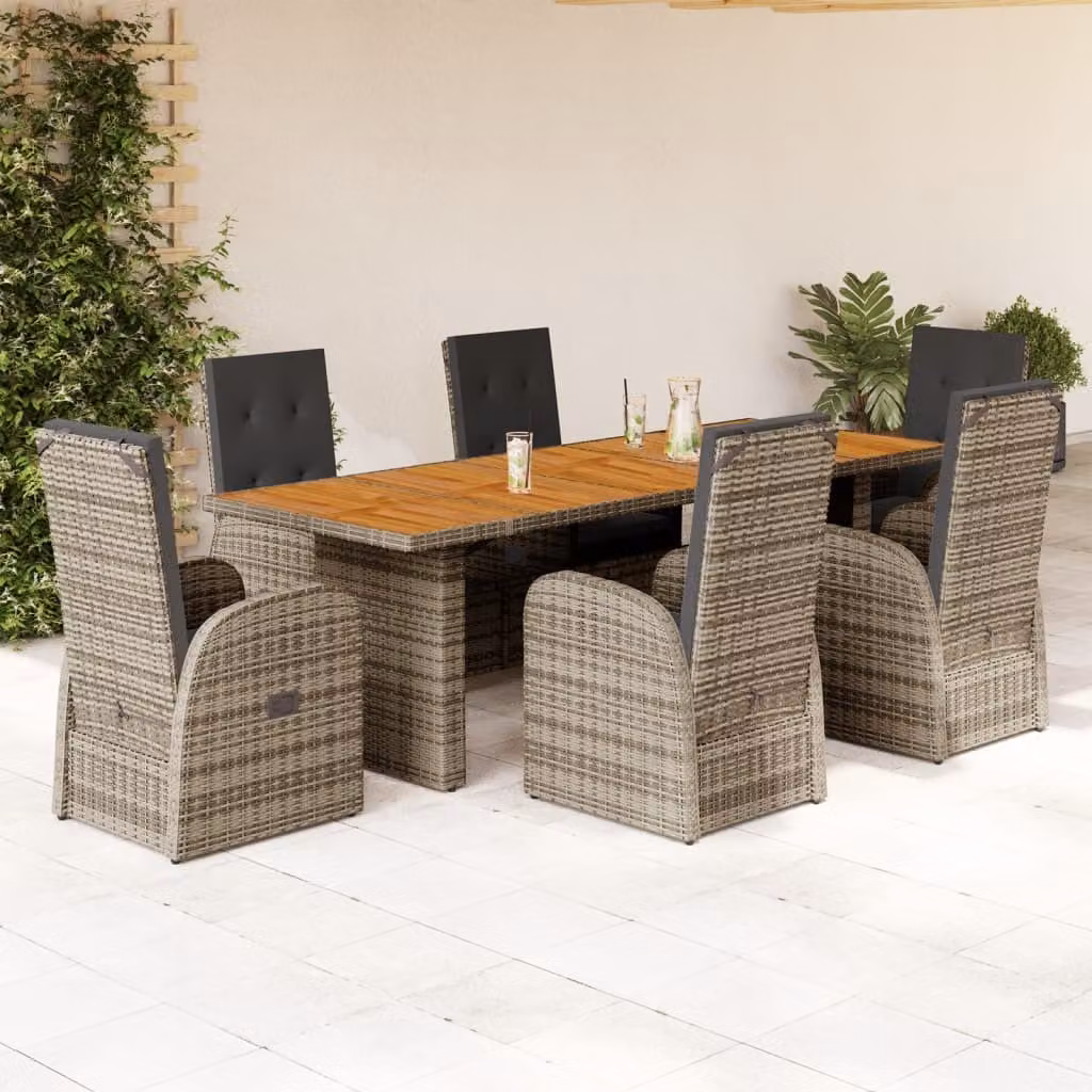 Maison Exclusive - Set da pranzo da giardino 7 pezzi con cuscini grigio in polyrattan