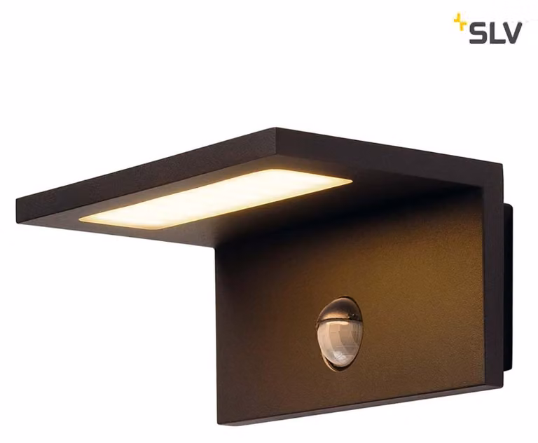 moderna applique LED Angolux antracite IP44 120° 3000K bianco caldo con sensore