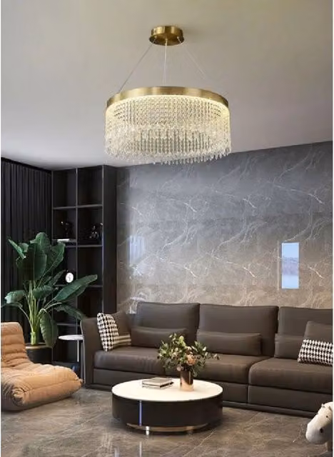 Trade Shop - Lampadario Led Sospensione Rotondo Con Cristalli In Acrilico Contemporaneo Lp-28 -