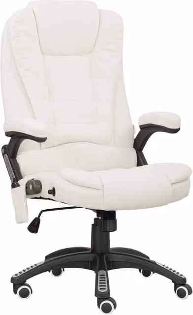 Sedia da ufficio GIORDANOSHOP reclinabile con massaggio e telecomando in tessuto beige, L: 72 cm, P: 68 cm, H: 72-120 cm