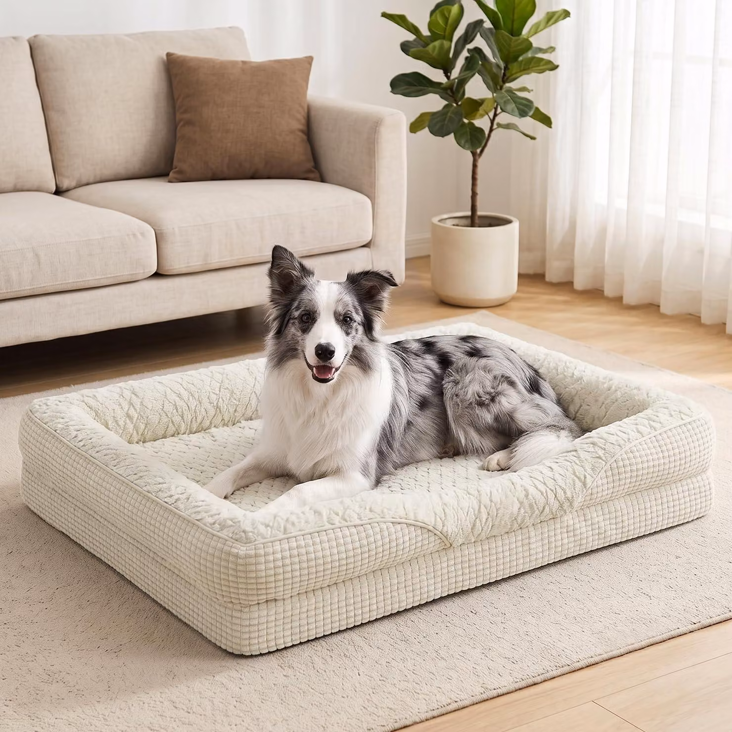 Cuccia ortopedica per cani, taglia media, dimensioni 89x64x18 cm, con rivestimento removibile, adatta ai cani