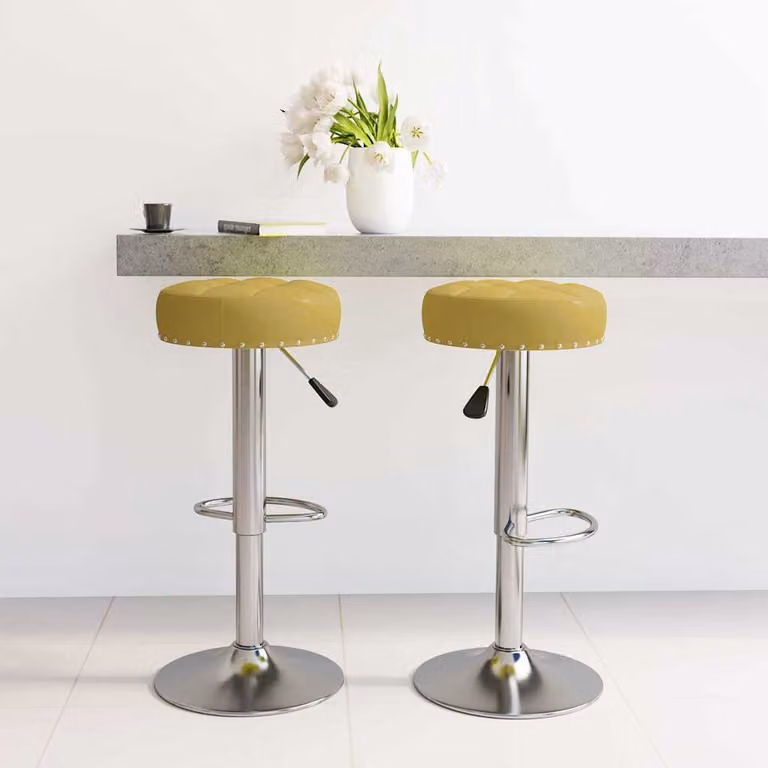 Set di 2 sgabelli da bar vidaXL verdi in tessuto con base girevole a 360 gradi