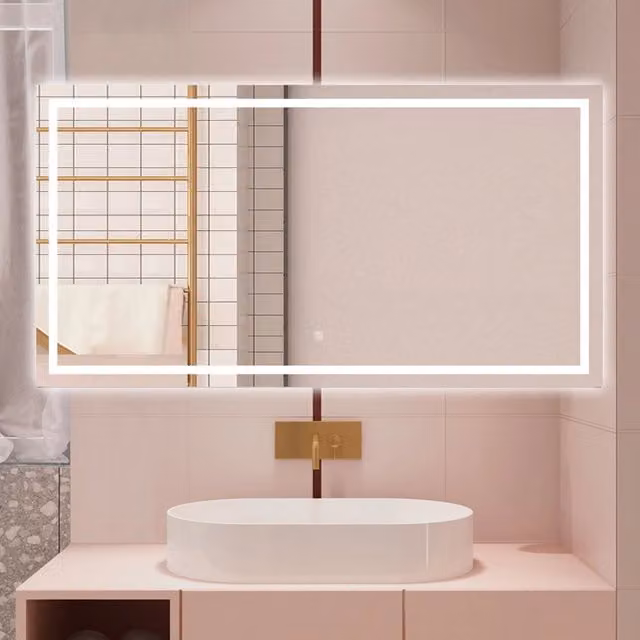 AICA Specchio da bagno 80 x 120 cm, dimmerabile, interruttore touch, Funzione Memoria, antiappannamento