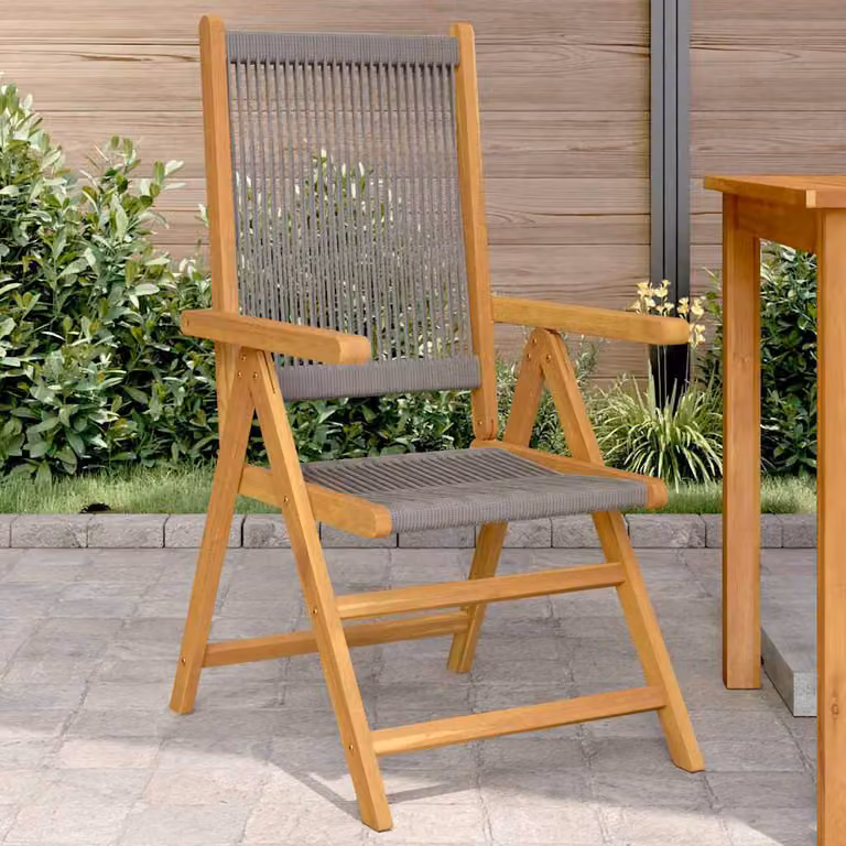 Set di 2 sedie pieghevoli vidaXL in legno di acacia e polipropilene, grigie, con braccioli