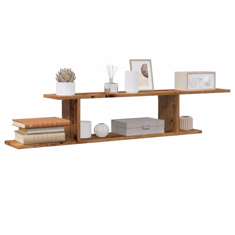 Scaffale TV da parete vidaXL in legno color marrone stile rustico L 125 cm x P 23 cm x H 18 cm