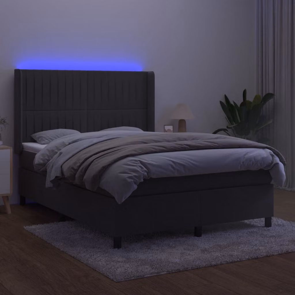 Maison Exclusive - Letto a Molle con Materasso e LED Grigio Scuro 140x190 cm